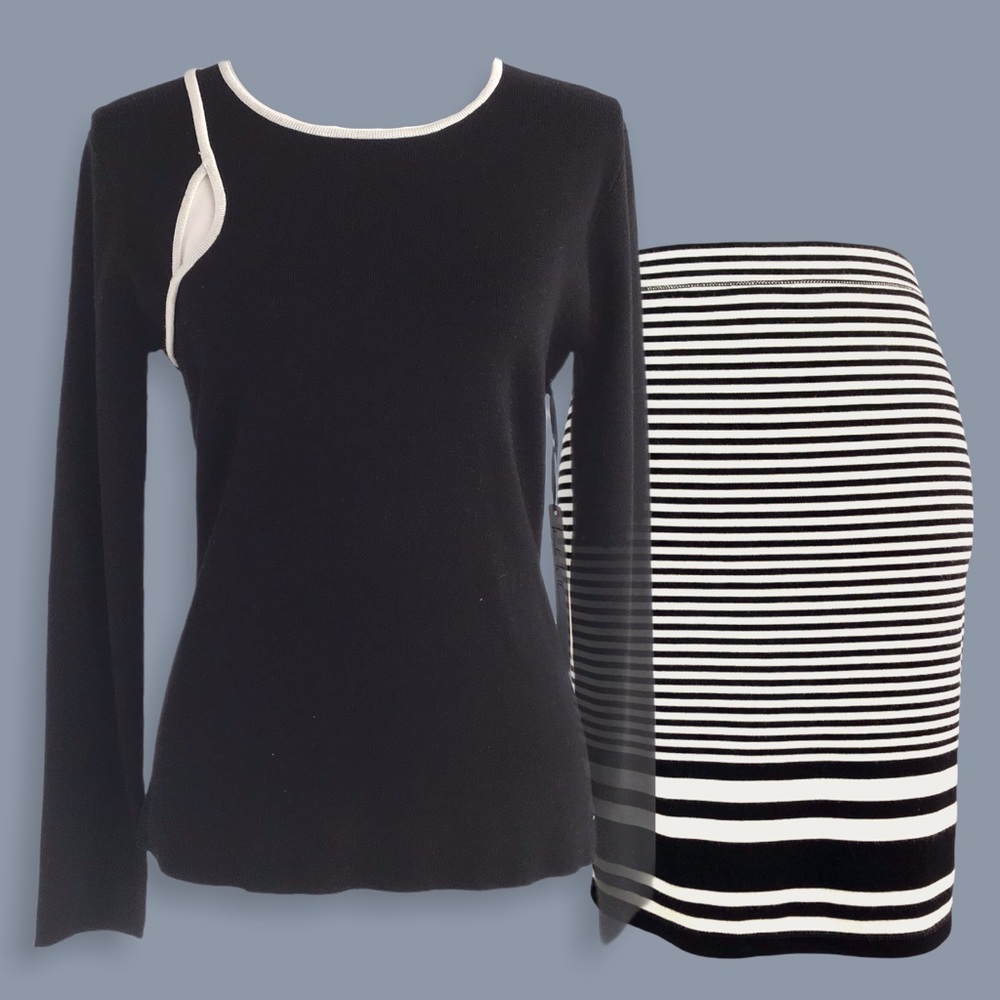 Horizontal Black & Off White Striped Skirt NWOT - Picture 5 of 5